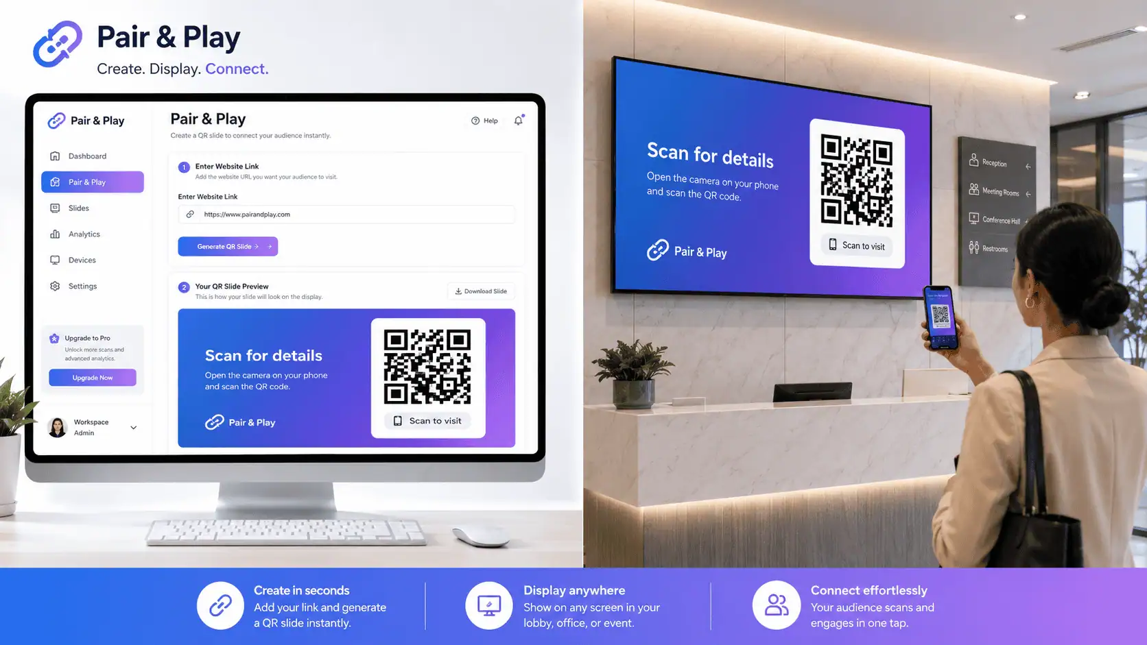 Customer-facing QR code screen example