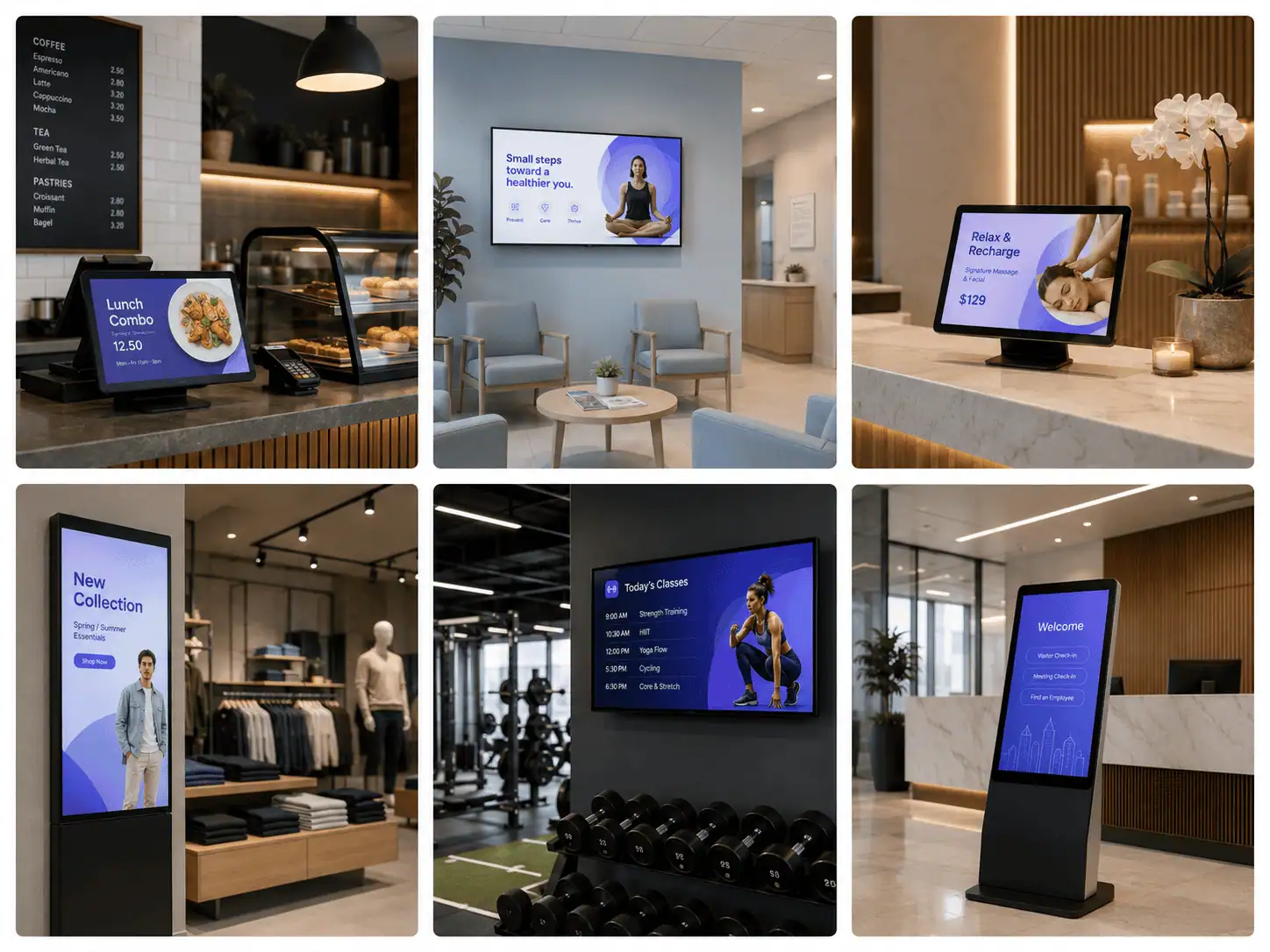 Customer-facing screens working across several real business environments